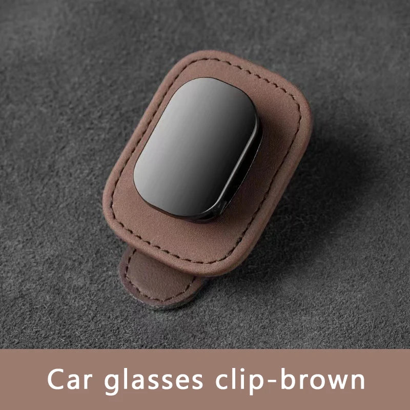 SEAMETAL Suede Car Glasses Holder Clip, Matte Metal, Stable Brown China Mainland – Car Accessories | MotorWorld Marketplace