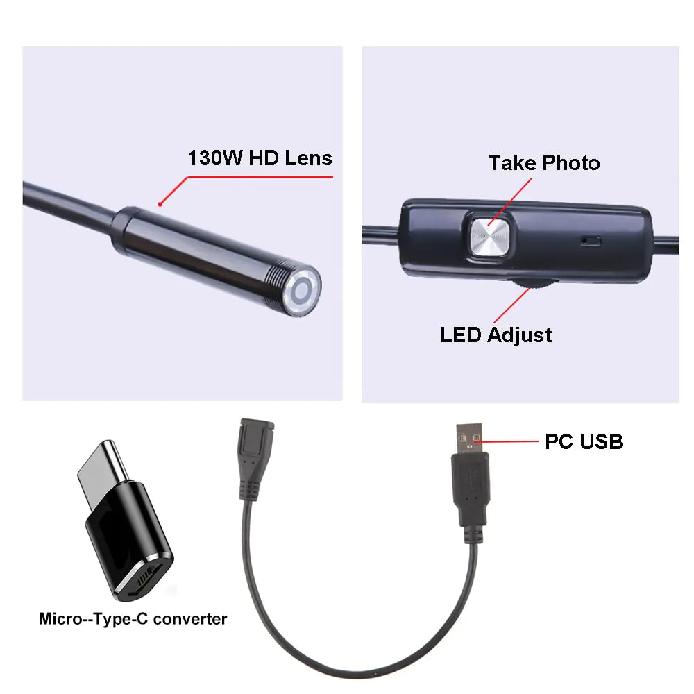Caméra endoscopique LED pour voiture