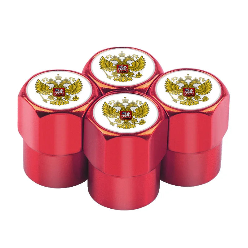 Universal 4PCS Russian Flag Aluminum Valve Caps Fit