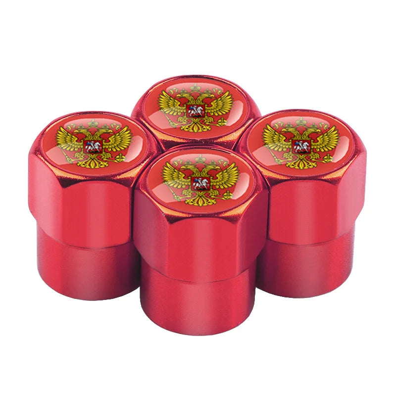Universal 4PCS Russian Flag Aluminum Valve Caps Fit