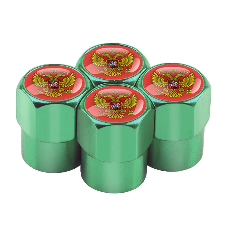 Universal 4PCS Russian Flag Aluminum Valve Caps Fit