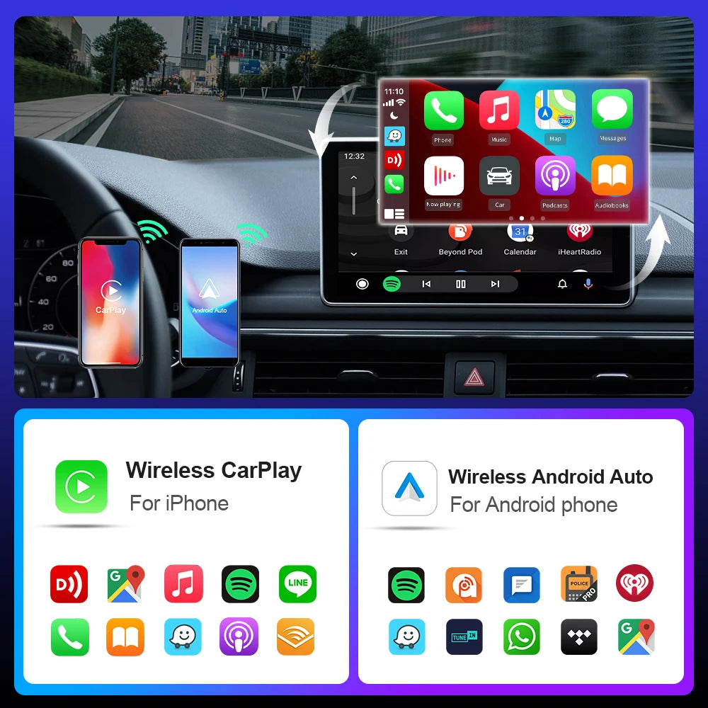 EKIY Mini CarPlay sans fil pour Toyota, Mazda, Nissan et plus encore - iOS15 et Bluetooth