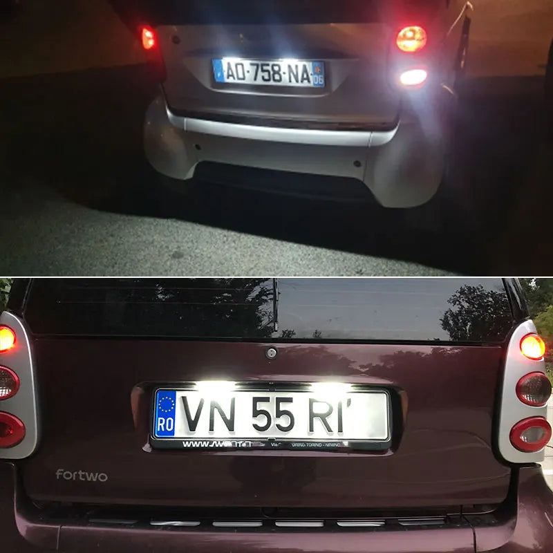 2x Éclairage de plaque d'immatriculation à LED sans erreur pour Smart Fortwo 450 451