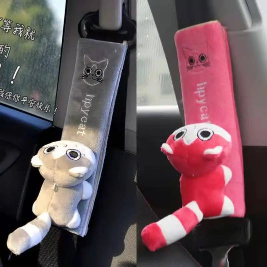 Adorable funda de cinturón de seguridad de coche con dibujos animados: cojín suave para niños