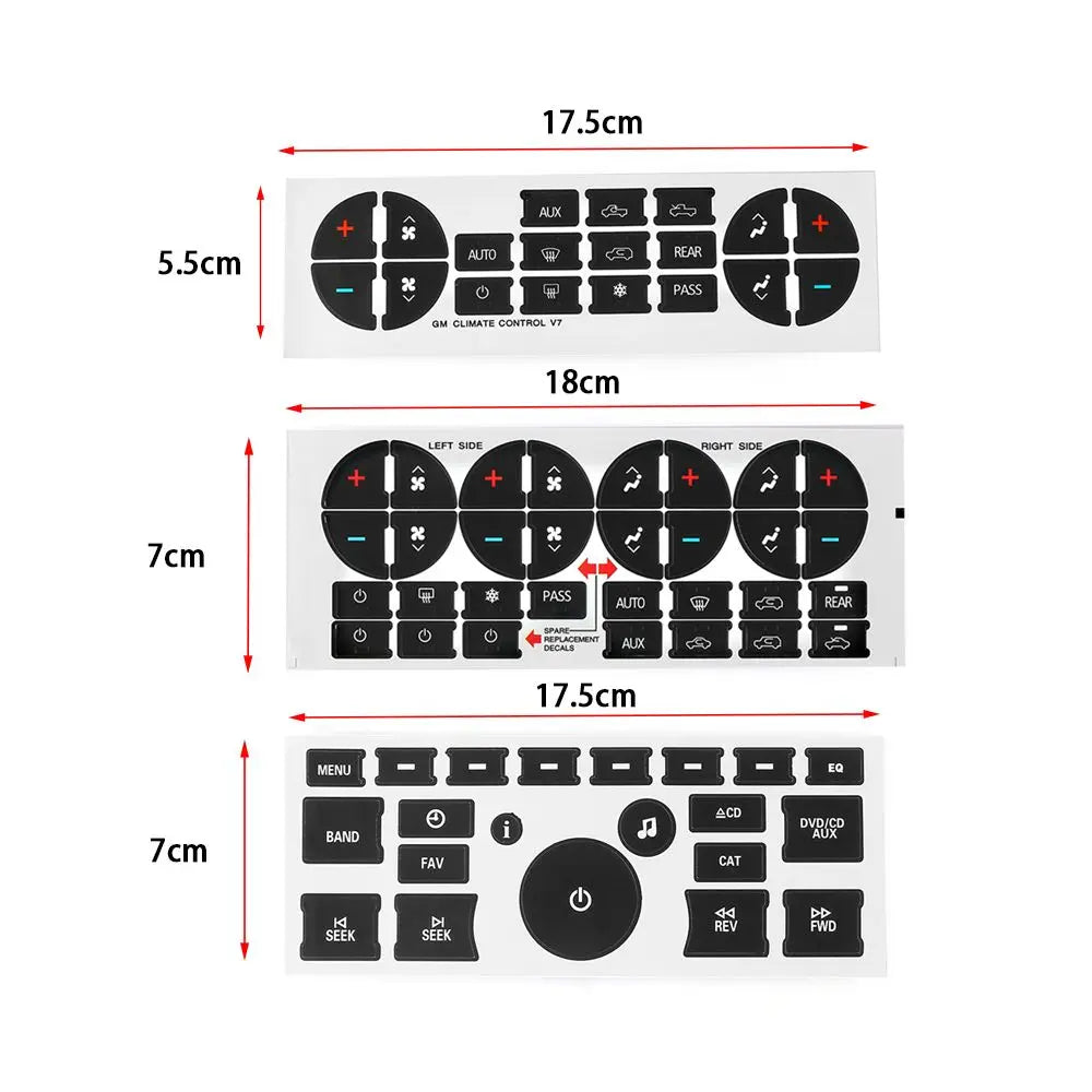 GMC Radio & A/C Button Repair Stickers - Pro Fit