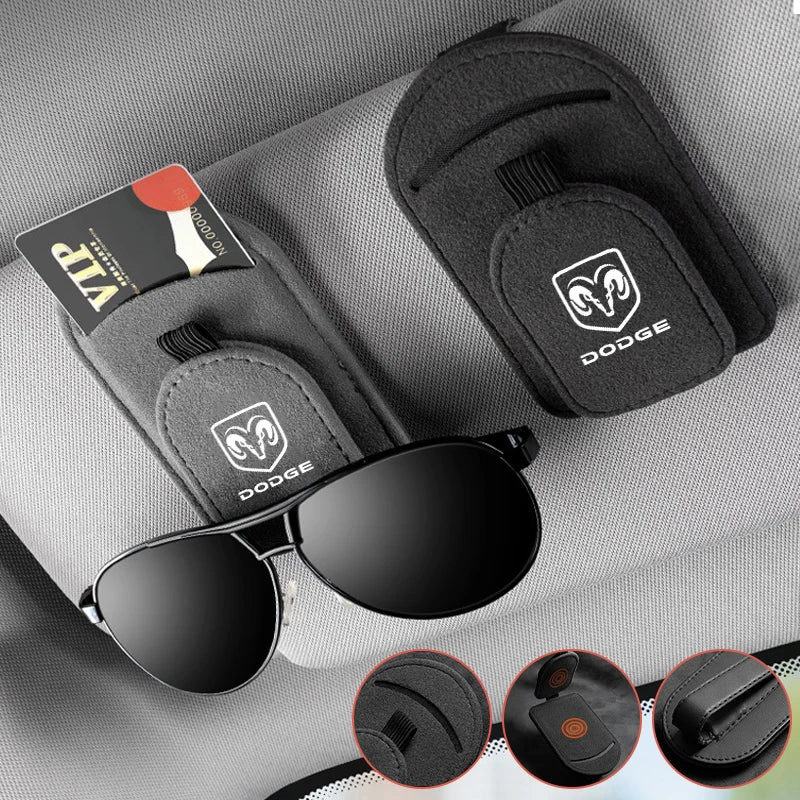 Magnetic Leather Visor Sunglasses Holder for Dodge