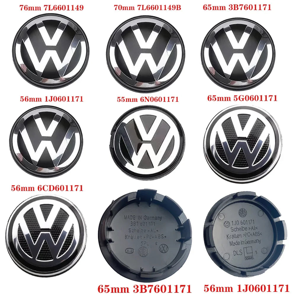 (NOT SOLD TO USA) VW 3B7601171 Wheel Center Caps 4pcs 55-76mm/2.17"-2.99" ABS Badge