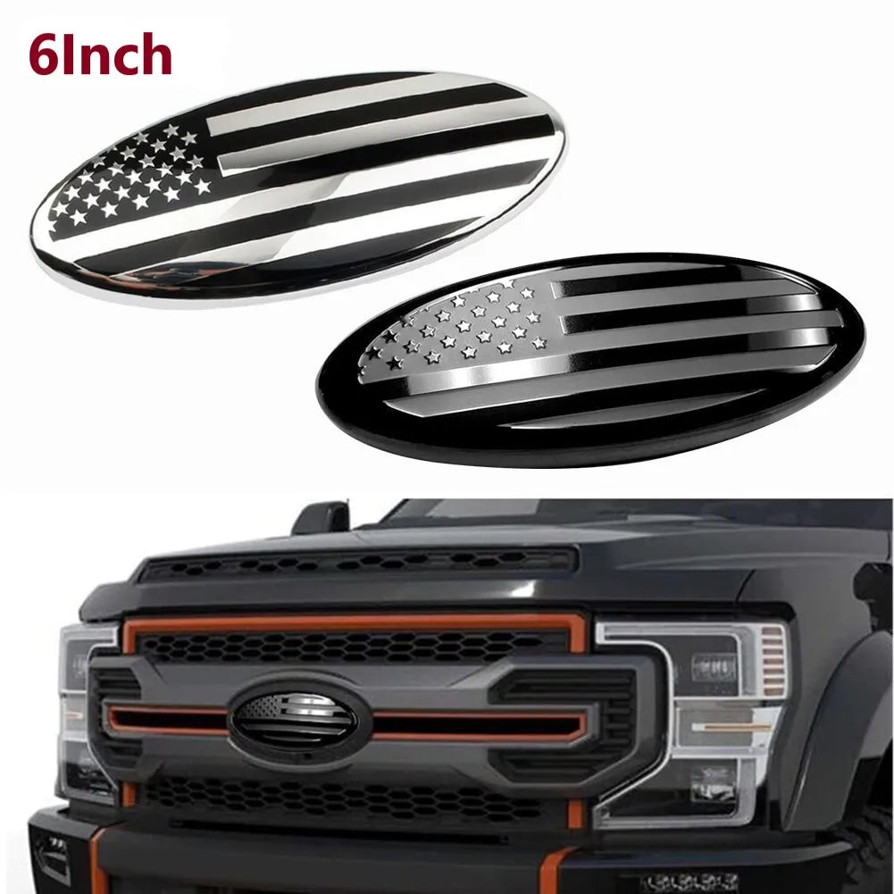 6" US Flag Oval Grille Emblem Badge for Ford F-150 F-350