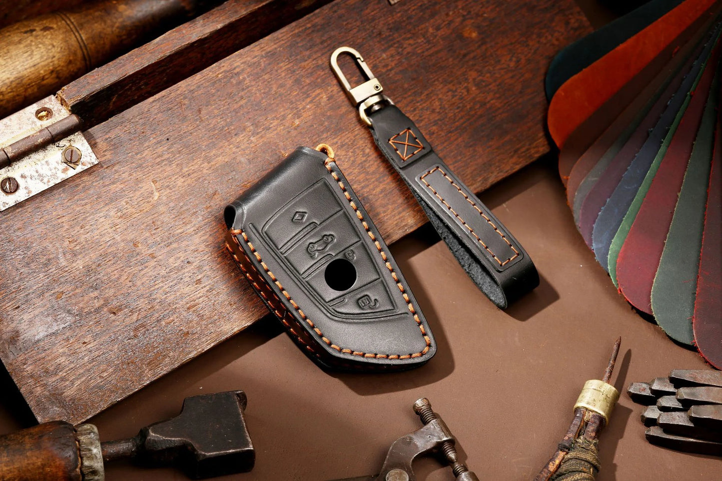 Funda de cuero de lujo para llave de coche BMW Serie 1-7, X1-X6, X5M/X6M