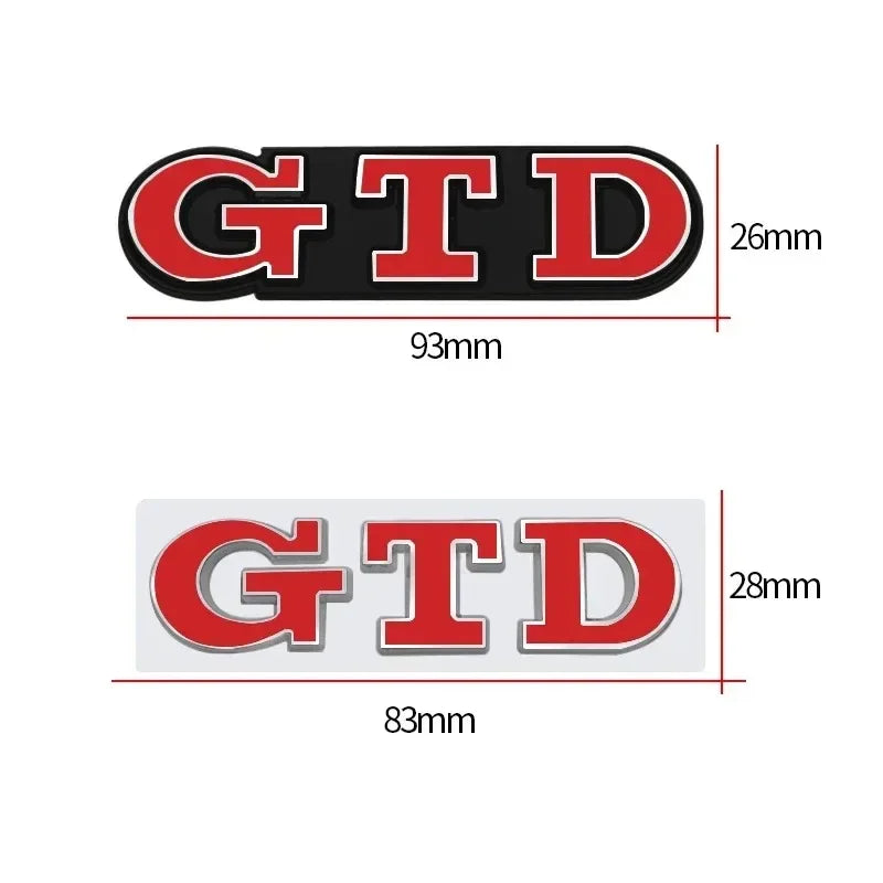3D Metal GTD Emblem Badge for VW Polo Golf MK4-8 Grill/Trunk