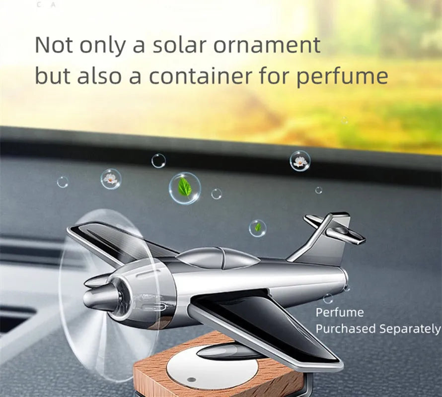 Décoration d'avion d'aromathérapie à énergie solaire pour voiture - Décoration de tableau de bord