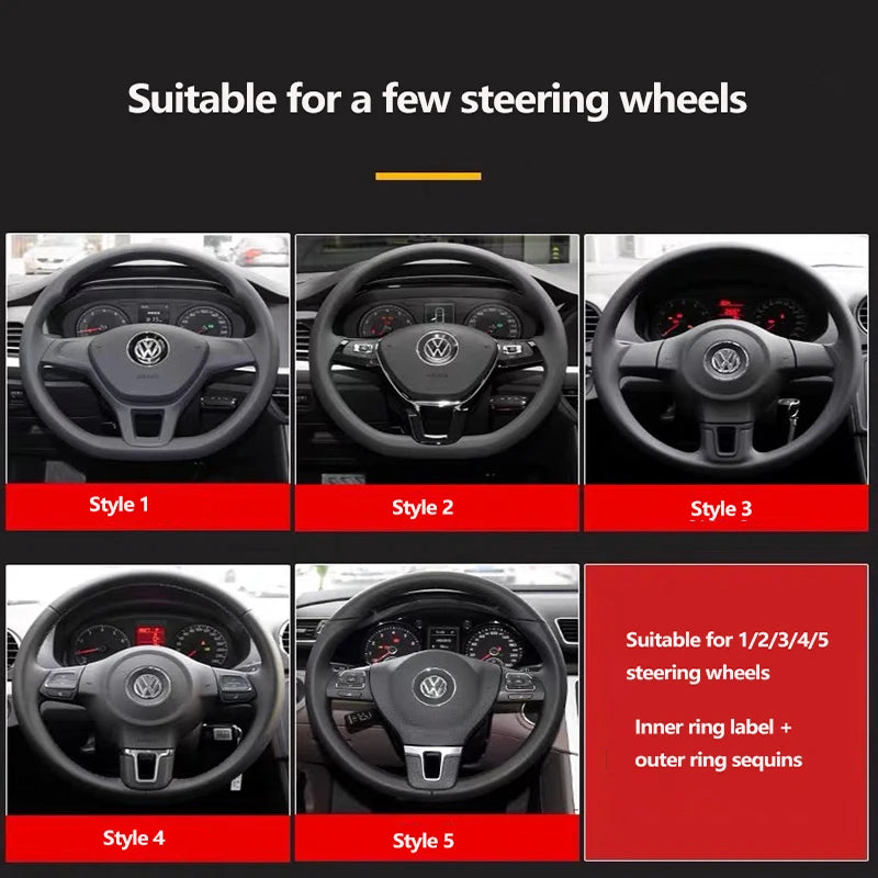 Insignia de dirección de fibra de carbono ABS para Volkswagen