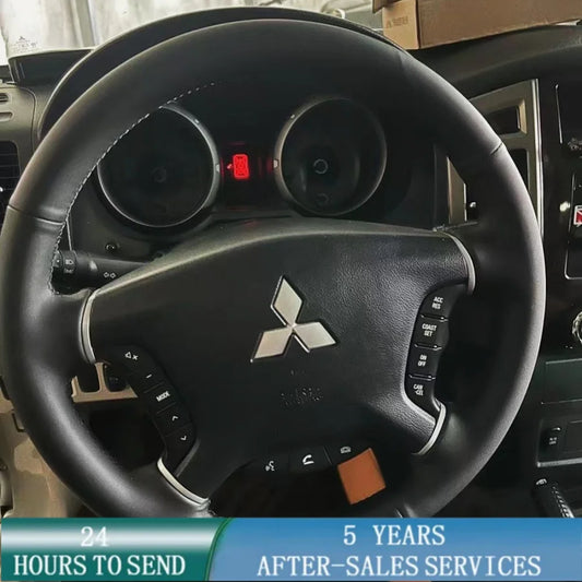 Funda de volante de microfibra cosida a mano y personalizada - Compatible con Mitsubishi Pajero (2007-2014) y Galant (2008-2012)