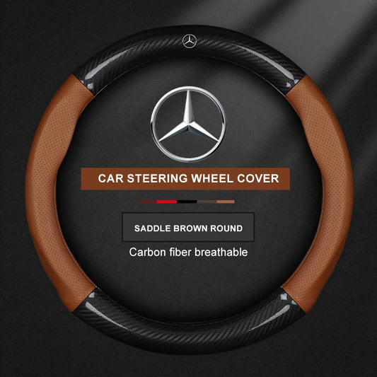 Carbon Fiber Leather Steering Wheel Cover for Mercedes-Benz