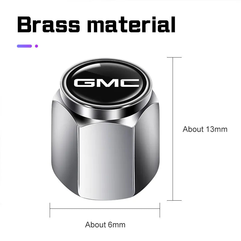 GMC Metal Valve Stem Caps Set of 4