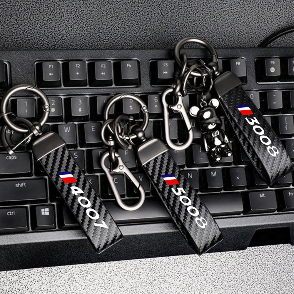 Carbon Fiber Keychain for Peugeot 2008/3008/4007/5008