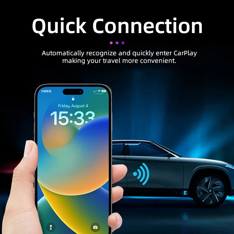 L'adaptateur CarPlay sans fil convertit le CarPlay filaire en CarPlay sans fil avec une connexion USB plug-and-play facile.