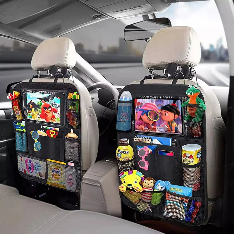 Organizador para asiento trasero de coche con soporte para tableta y bolsillos de almacenamiento