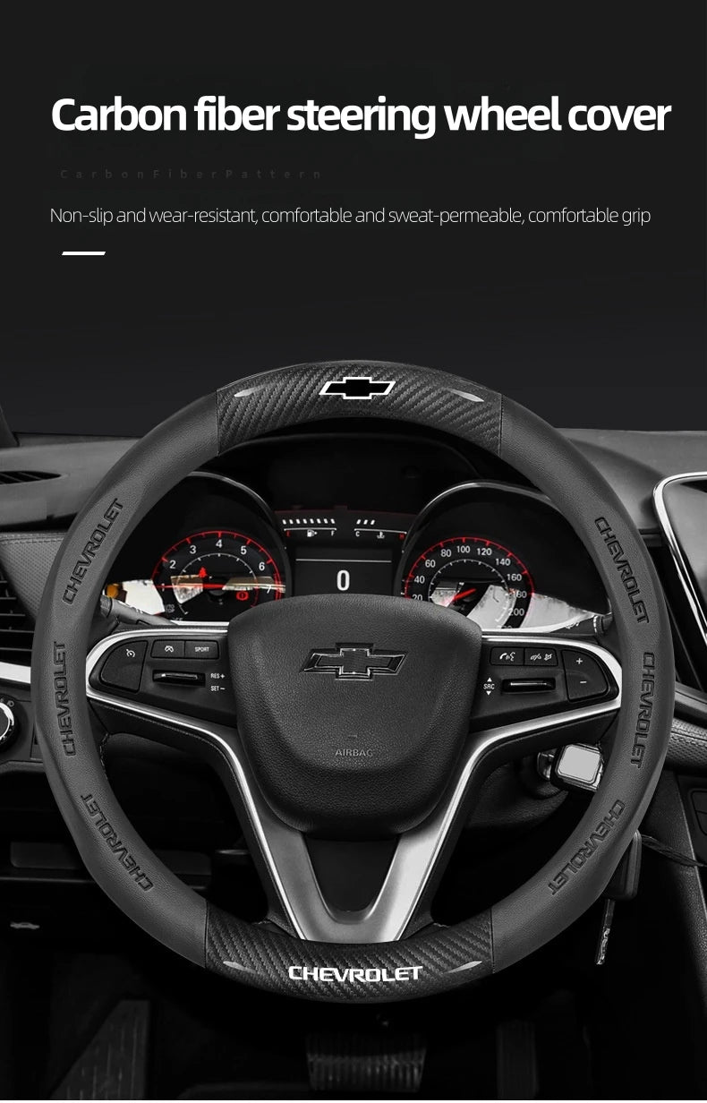 Housse de volant en daim et fibre de carbone pour Chevrolet Cruze Bolt