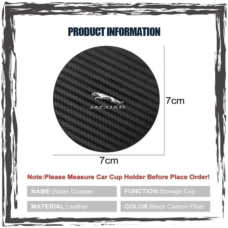 Carbon Fiber Cup Holder Mat Anti-Slip for Jaguar