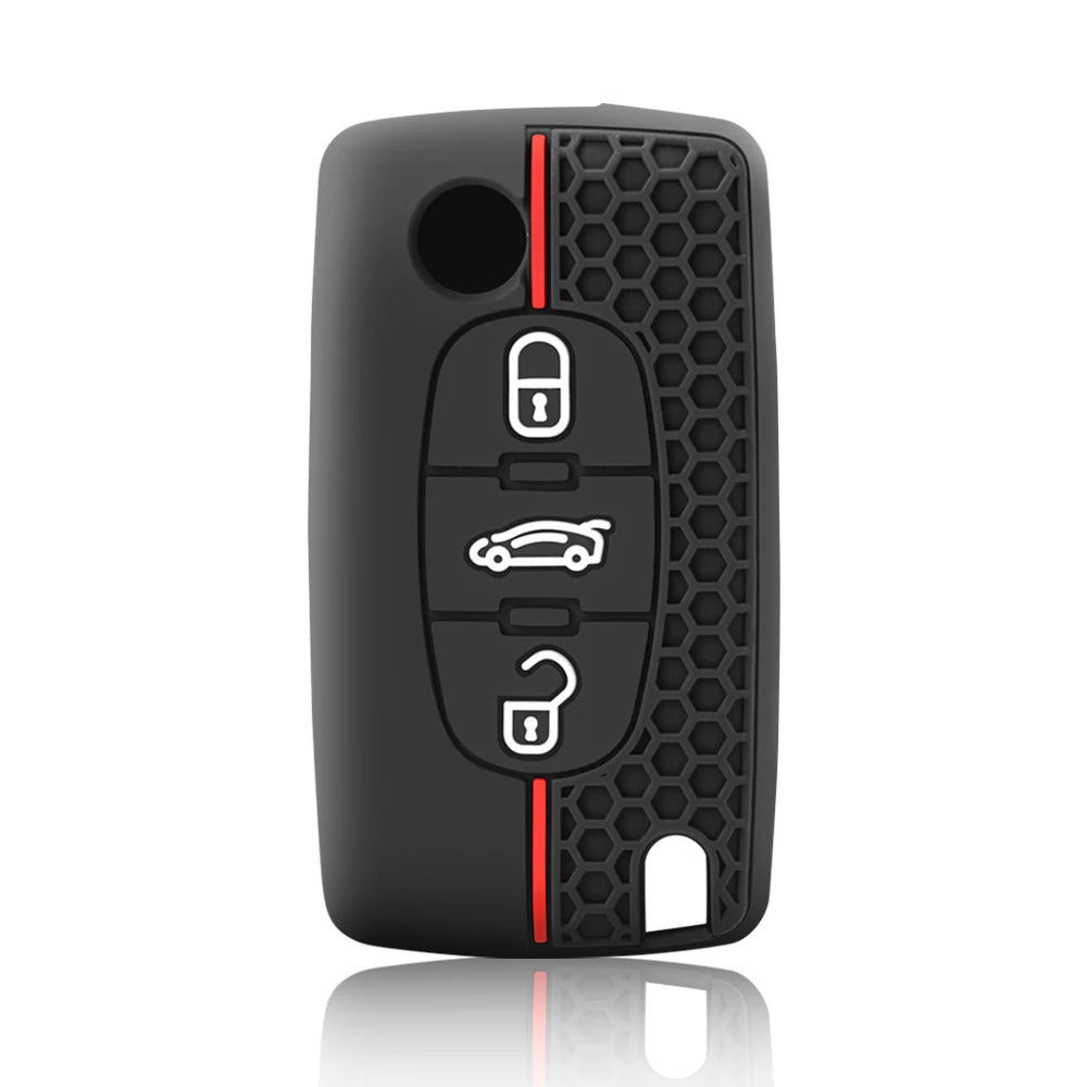 Premium Silicone Flip Key Cover for Peugeot & Citroen Models
