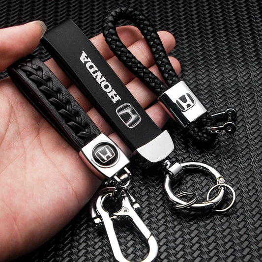 Honda Mugen Power Metal PU Leather Keychain Badge Ring