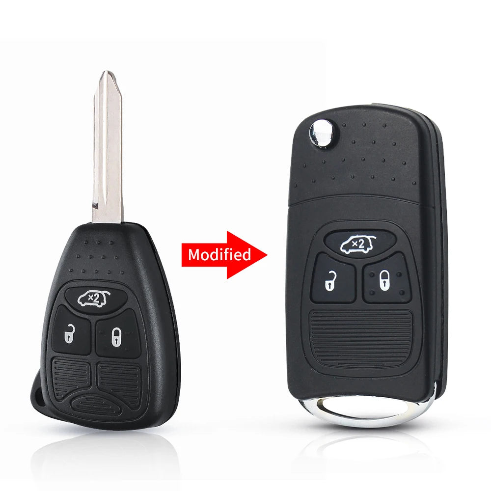 Coque de clé à rabat KEYYOU à 2 boutons pour Chrysler Jeep Dodge