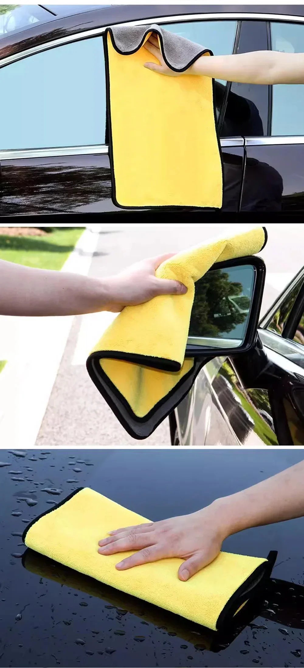 Serviette de lavage de voiture en microfibre de qualité supérieure 30 x 30/60 cm