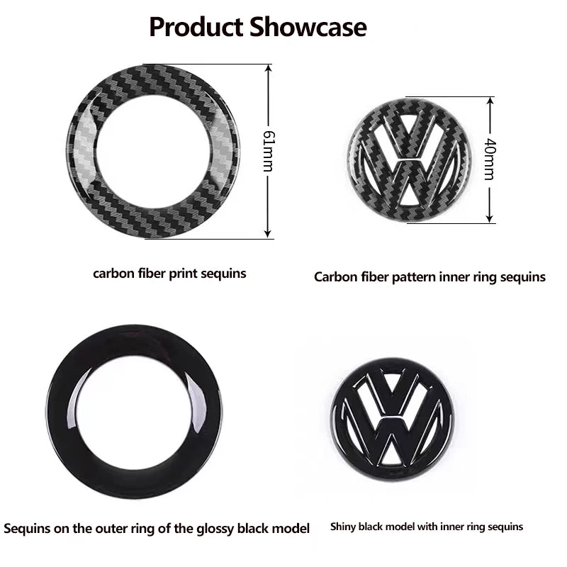 Insignia de dirección de fibra de carbono ABS para Volkswagen