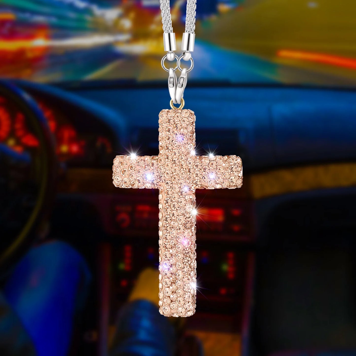 Crystal Diamond Cross Mirror Hanger – Universal Auto Decor