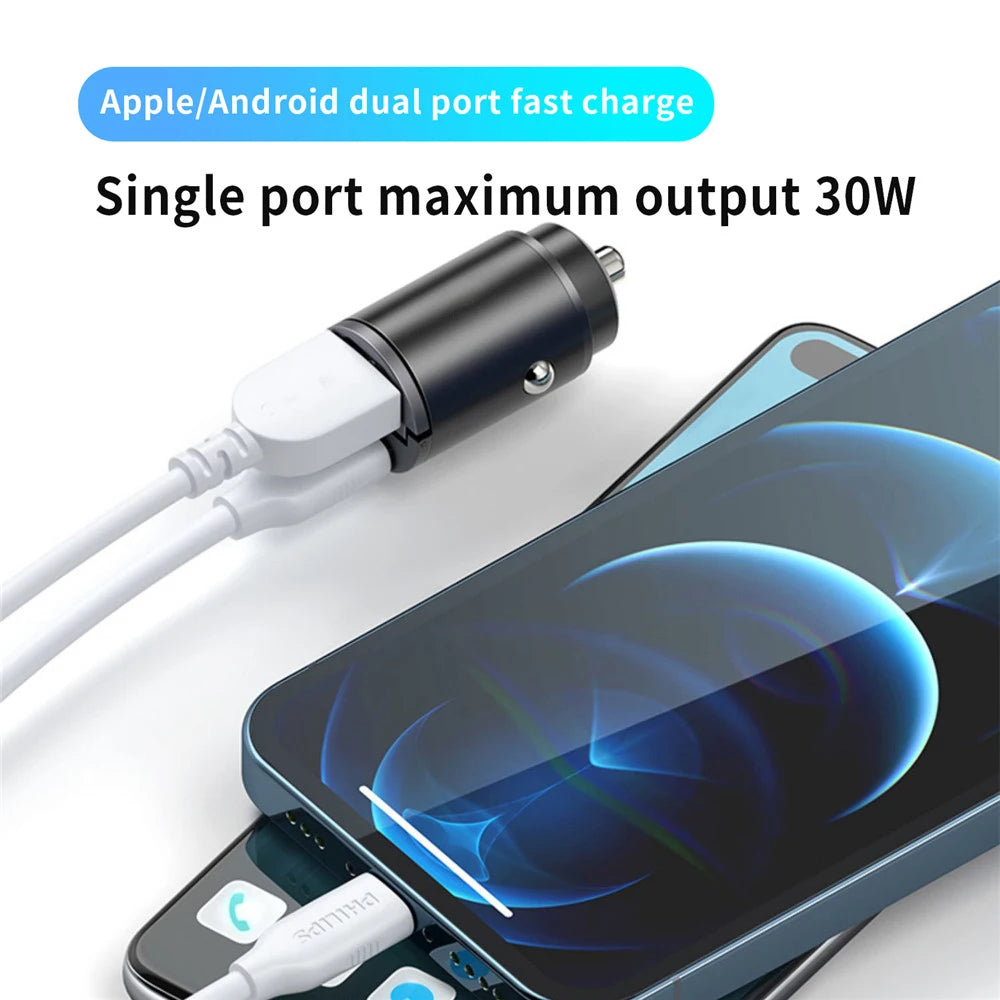 Mini chargeur de voiture QC3.0 PD 100 W/200 W - Charge rapide pour appareils USB-C