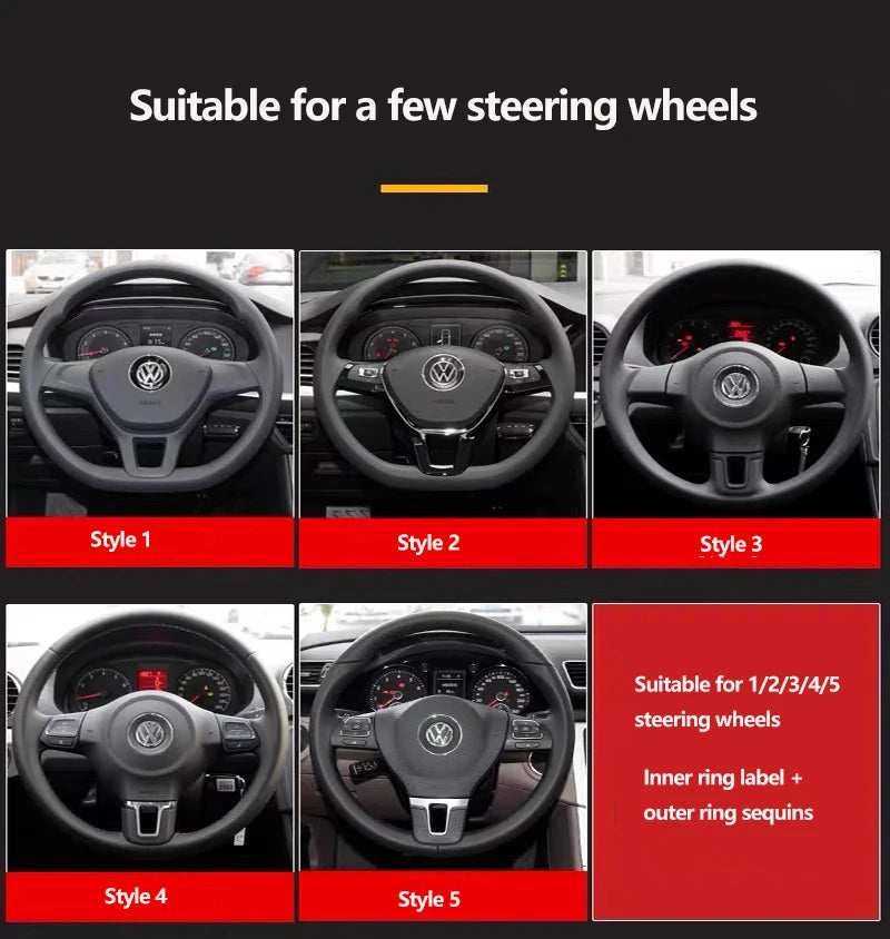 Insignia de dirección de fibra de carbono ABS para Volkswagen