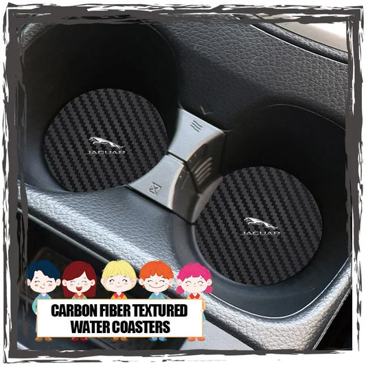 Carbon Fiber Cup Holder Mat Anti-Slip for Jaguar