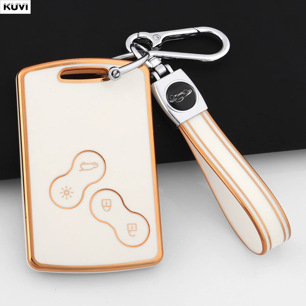 Golden TPU Smart Key Case for Renault Clio/Megane/Koleos