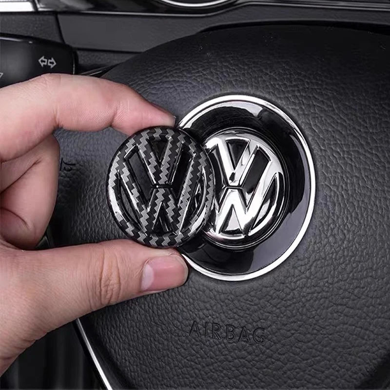 Insignia de dirección de fibra de carbono ABS para Volkswagen