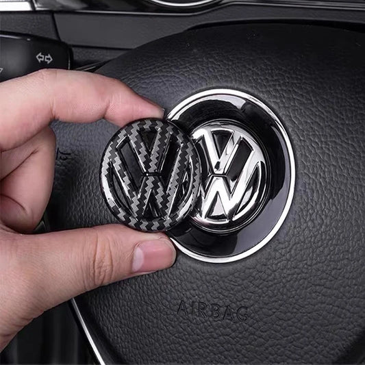 Insignia de dirección de fibra de carbono ABS para Volkswagen