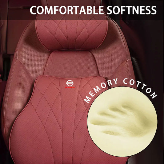 Premium Leather Neck & Lumbar Pillow for Nissan Models