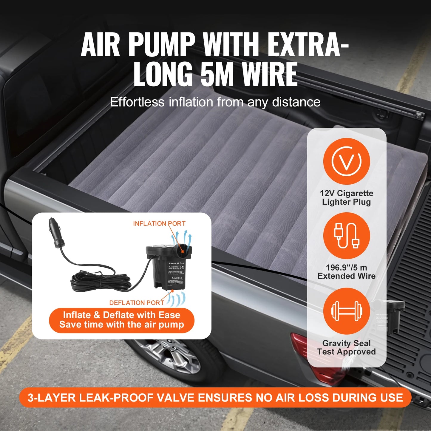 Matelas pneumatique pour camion VEVOR de 1,6 à 1,75 m pour camping-car