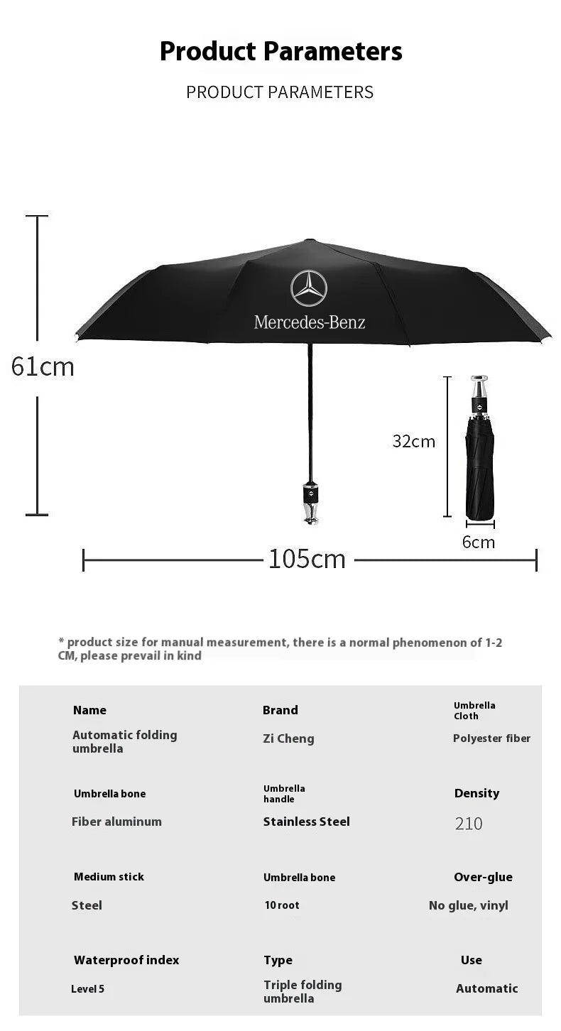 Mercedes-Benz Auto Sunshade Umbrella | Windproof & Folding