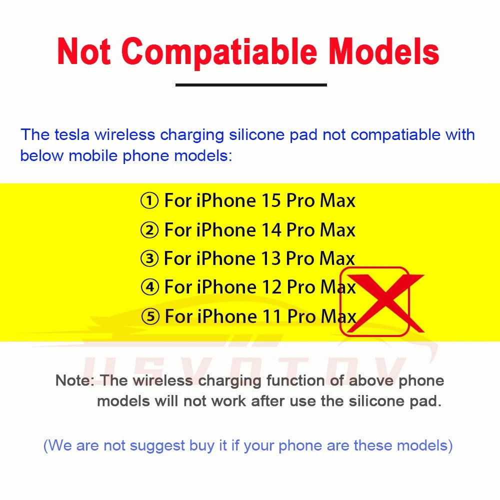 Wireless Charger Pad for Tesla 3/Y/S/X 2022-2024