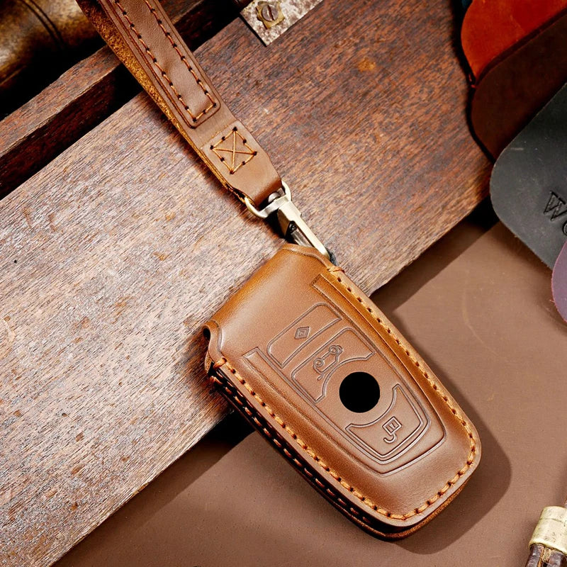 Funda de cuero de lujo para llave de coche BMW Serie 1-7, X1-X6, X5M/X6M