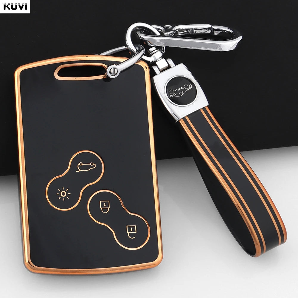 Golden TPU Smart Key Case for Renault Clio/Megane/Koleos