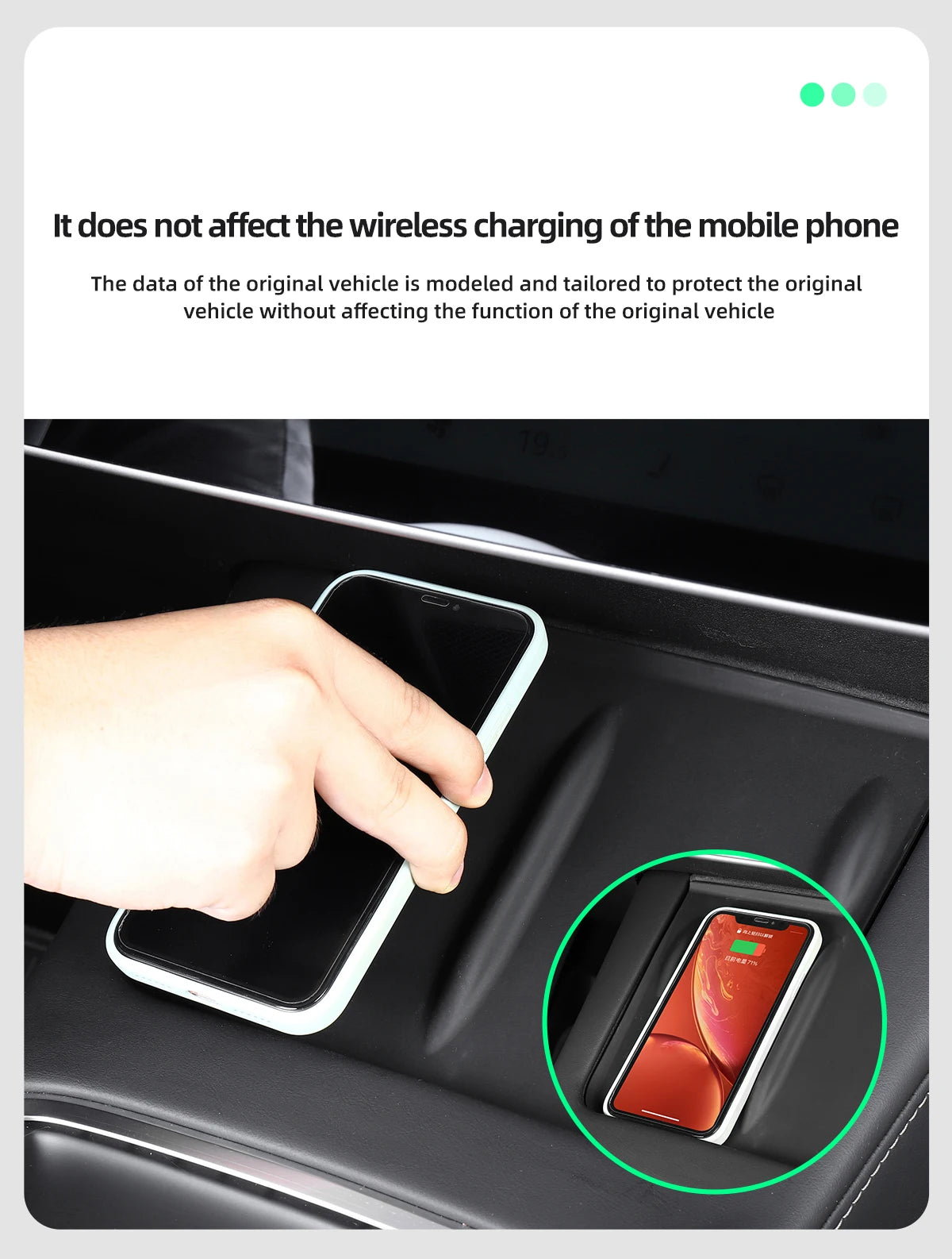 Wireless Charger Pad for Tesla 3/Y/S/X 2022-2024