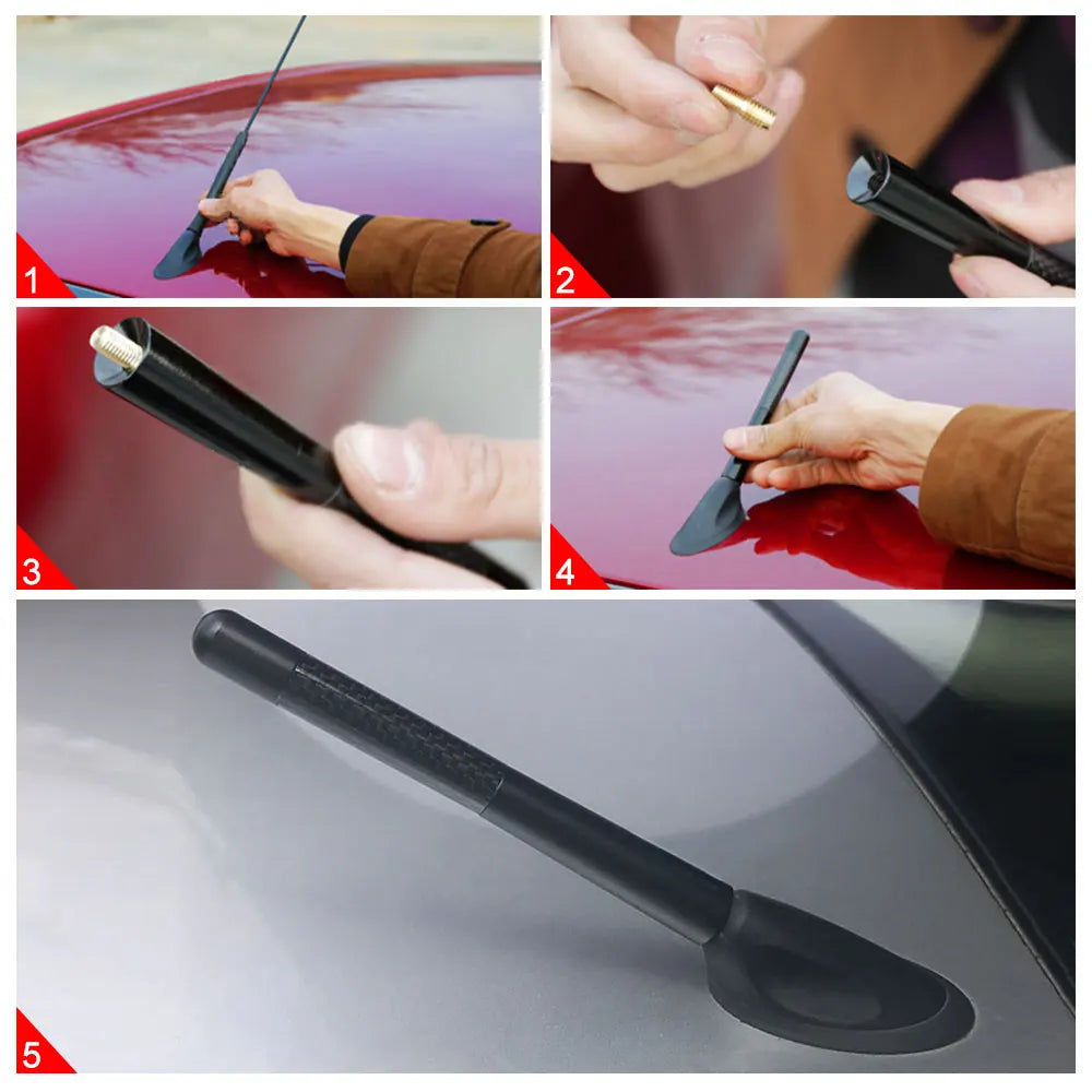 12cm/4.7in Carbon Fiber Antenna For Peugeot 206 1998-2012 AM/FM