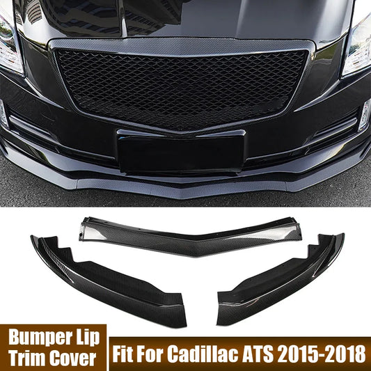 Moldura de labio delantero de fibra de carbono para Cadillac ATS 2015-2018