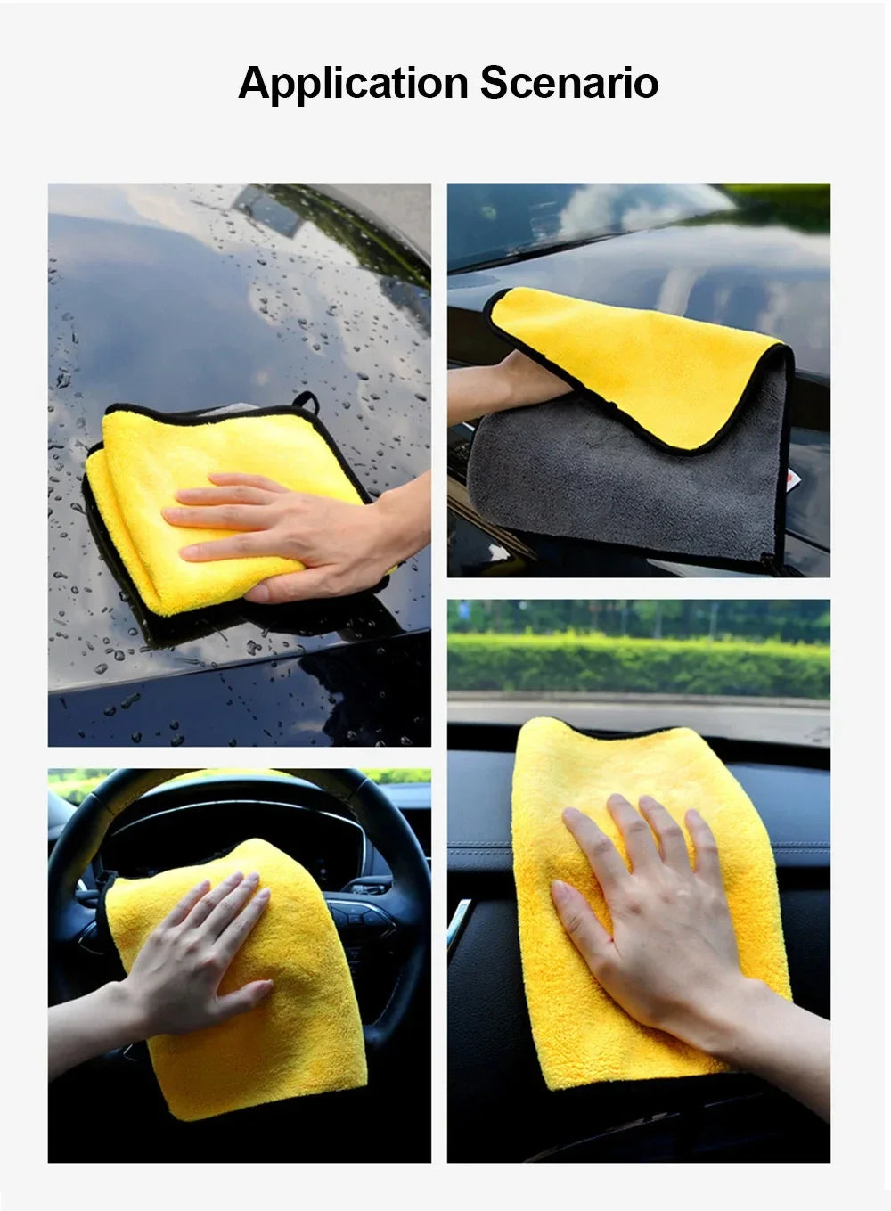 Serviette de lavage de voiture en microfibre de qualité supérieure 30 x 30/60 cm