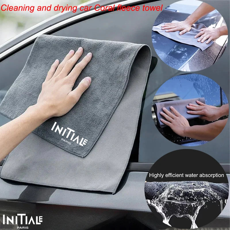 Premium Suede Coral Car Drying Towel for Renault Initiale