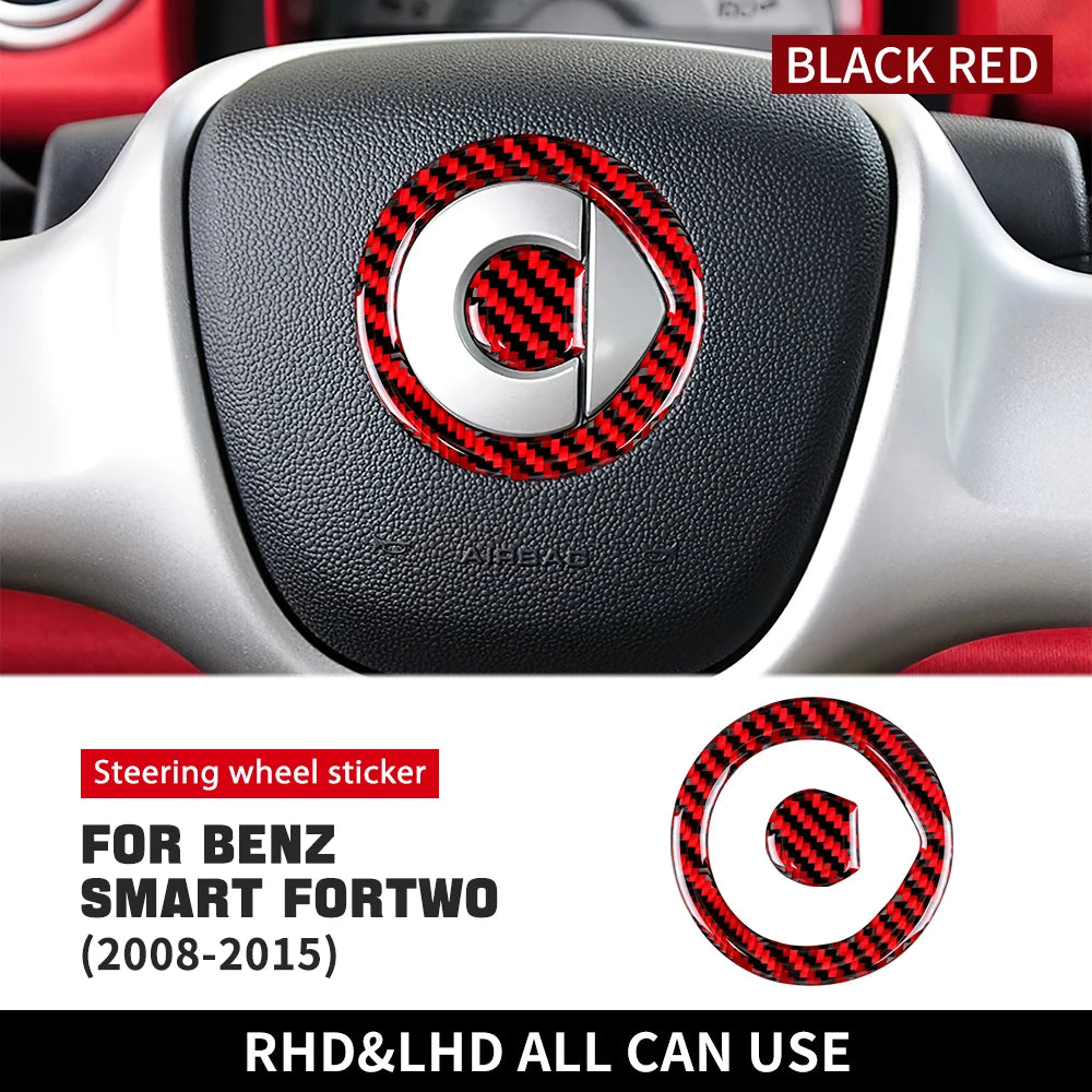 Carbon Fiber Steering Wheel Sticker for Smart 451 Fortwo
