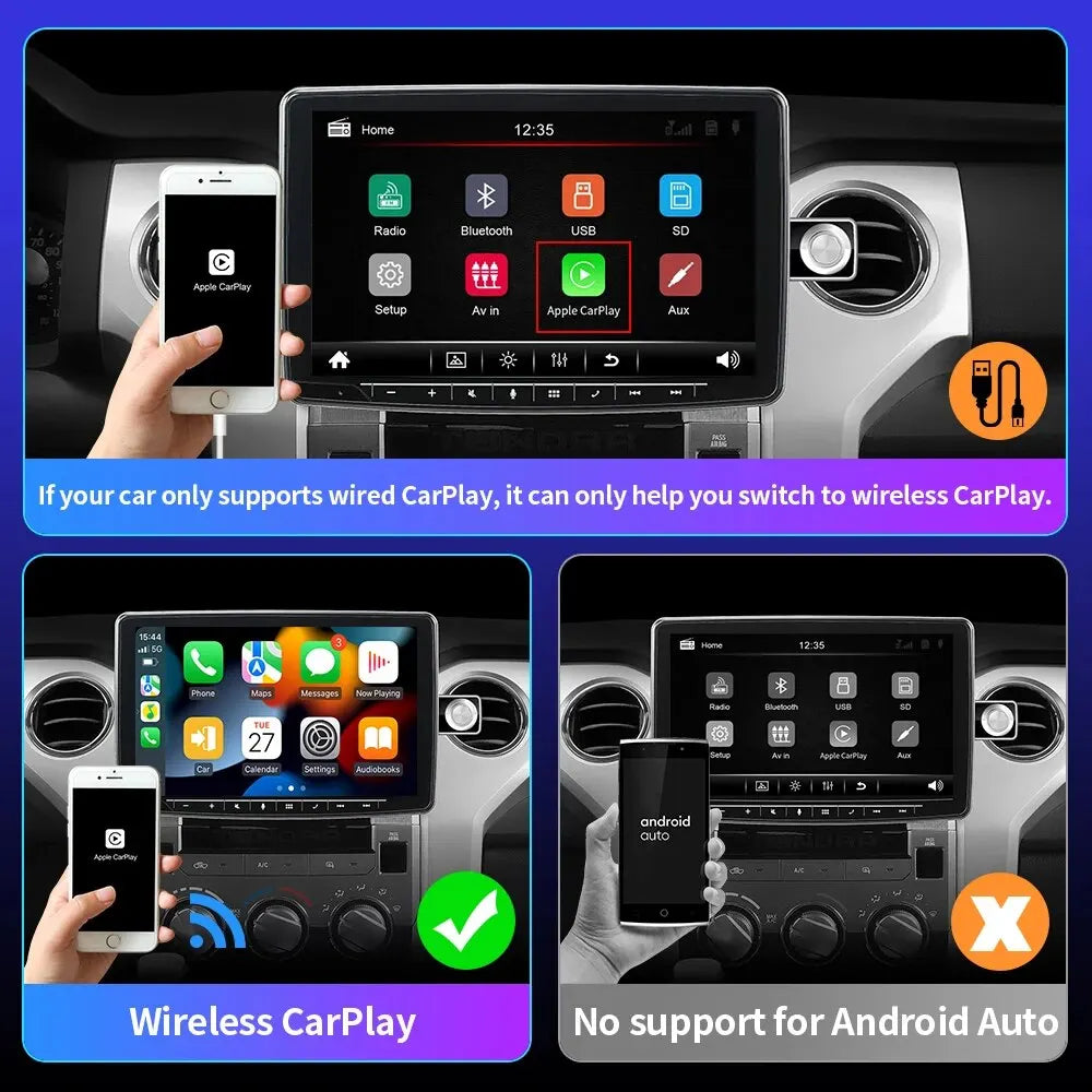 EKIY Mini CarPlay sans fil pour Toyota, Mazda, Nissan et plus encore - iOS15 et Bluetooth