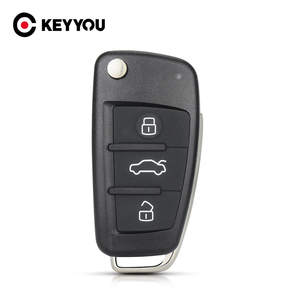 KEYYOU Flip Remote Key Case for Audi A2 A3 A4 A6 A8 Q7 TT